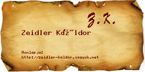 Zeidler Káldor névjegykártya